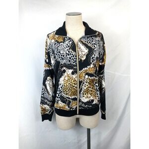 Three Hearts Y2K Glam Jacket S Baroque Scarf Print Leopard Chain Full Zip Track